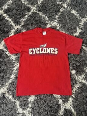 Vintage Iowa State Cyclones T-Shirt Jerzees Adult Medium Heavyweight Blend Red